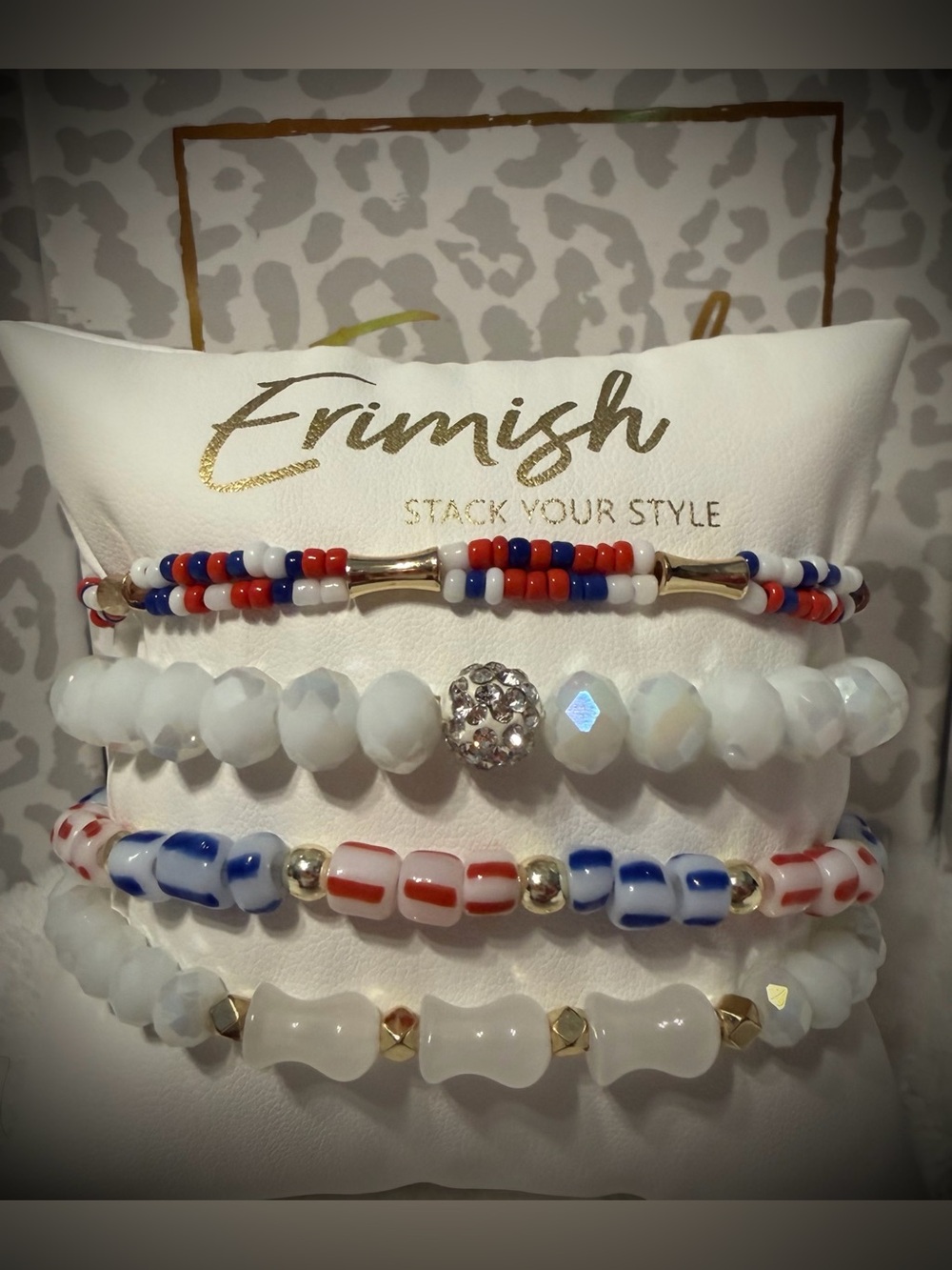 New ERIMISH Bracelets - 4 pc Stack - Red, White & Blue